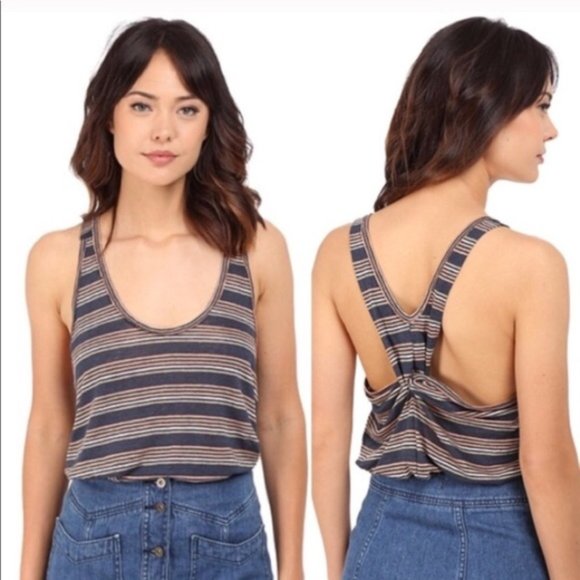 Free People Tops - Free People Best Night Striped Linen Tank, S